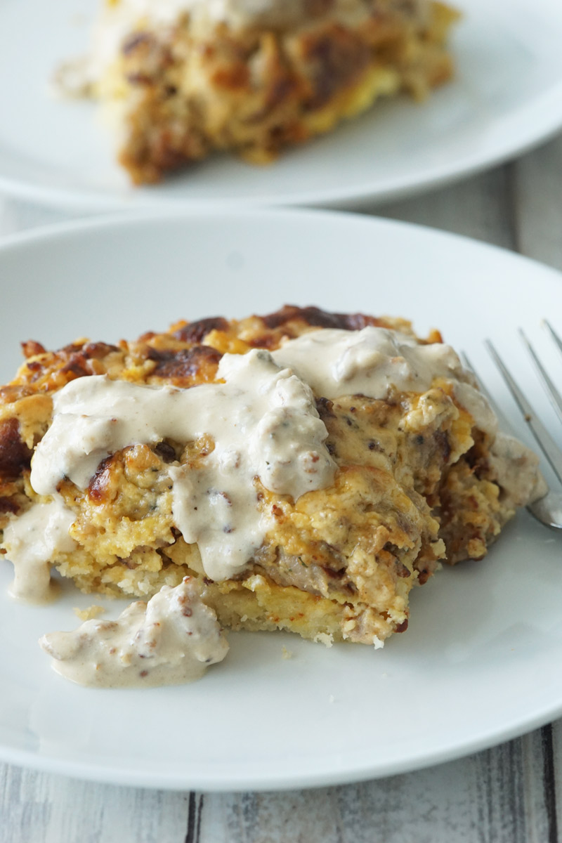 Keto Biscuits & Gravy Casserole