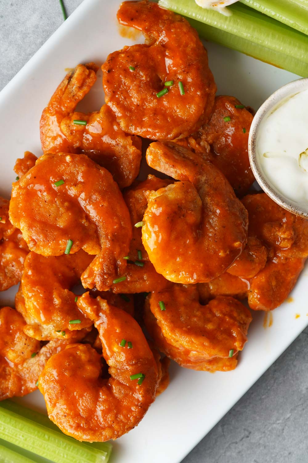 Buffalo shrimp with dipping sauce