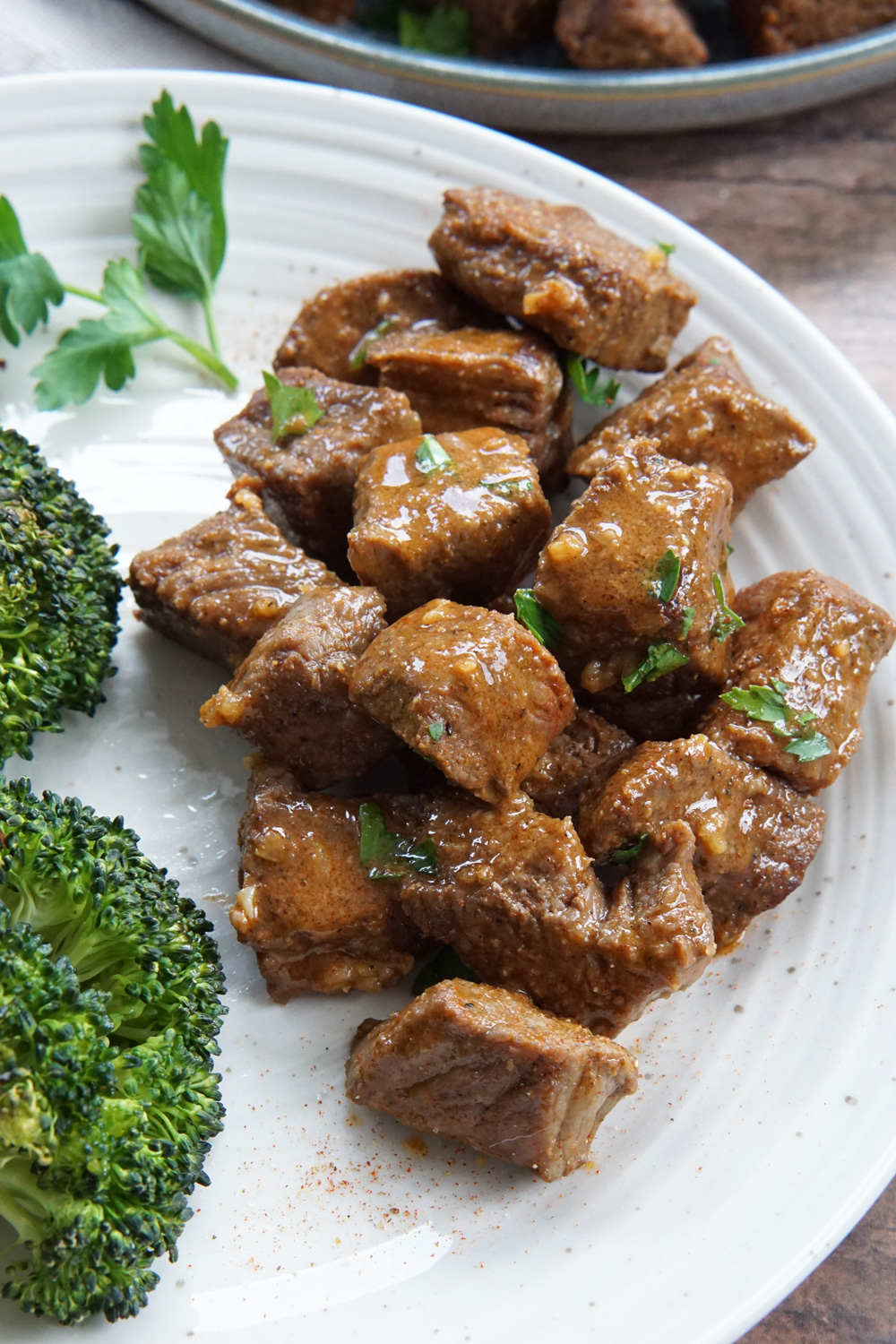 Cajun steak bites on a plate