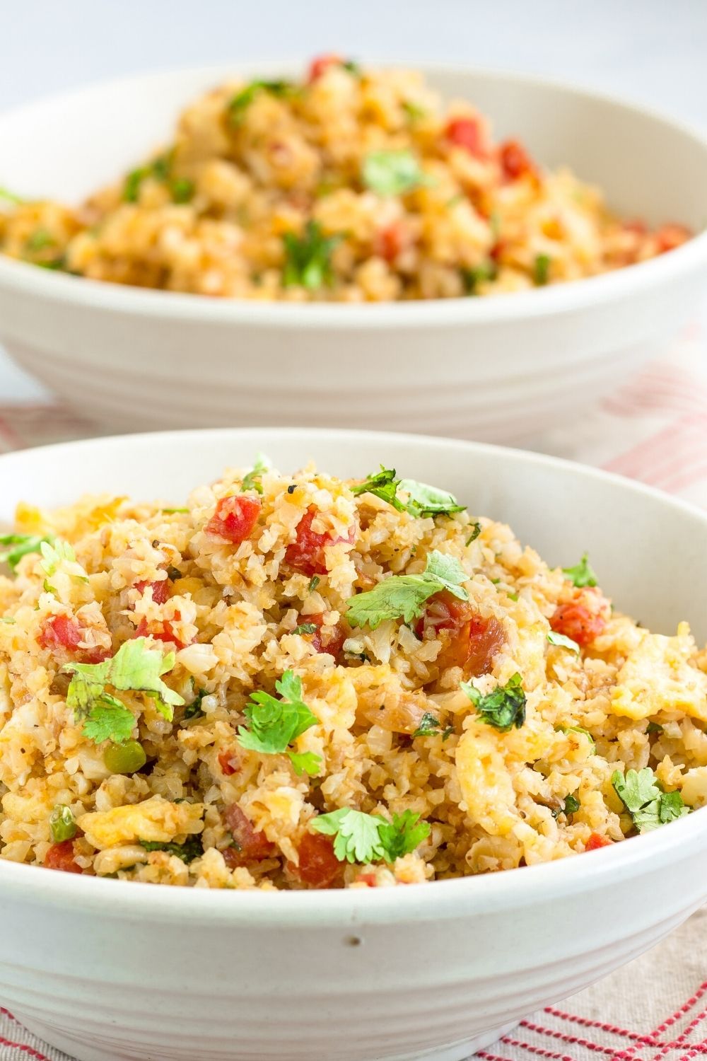 Cauliflower fried rice in a bowl