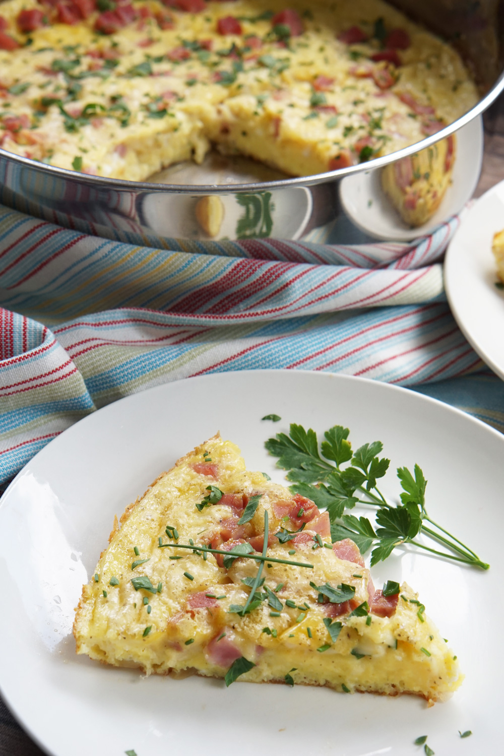 A slice of cheese and ham frittata
Cheese & Ham frittata