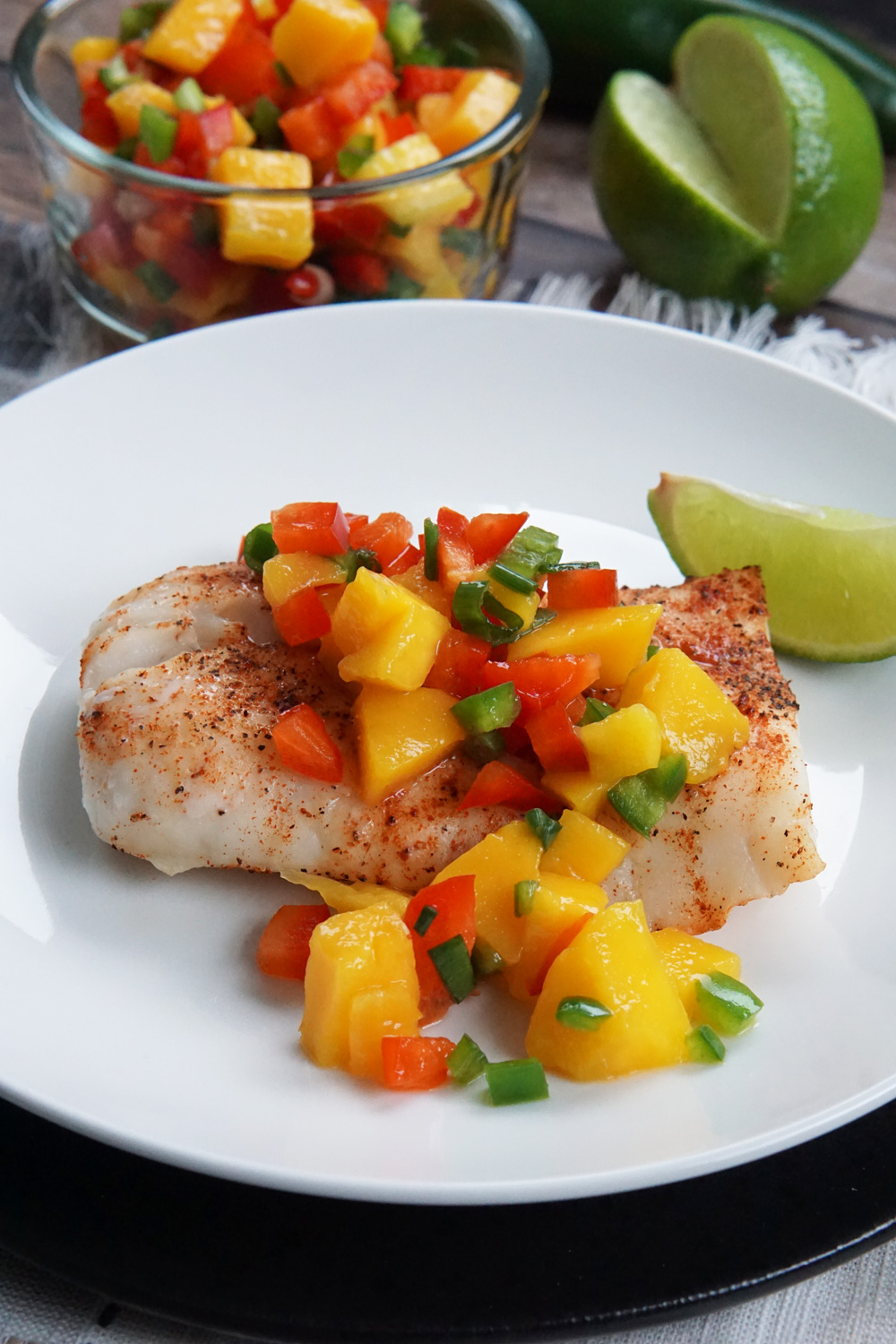 Cod with mango salsa