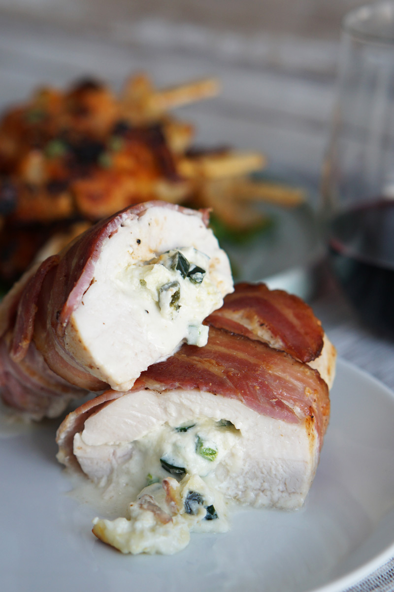 Bacon-Wrapped Jalapeno Popper Stuffed Chicken