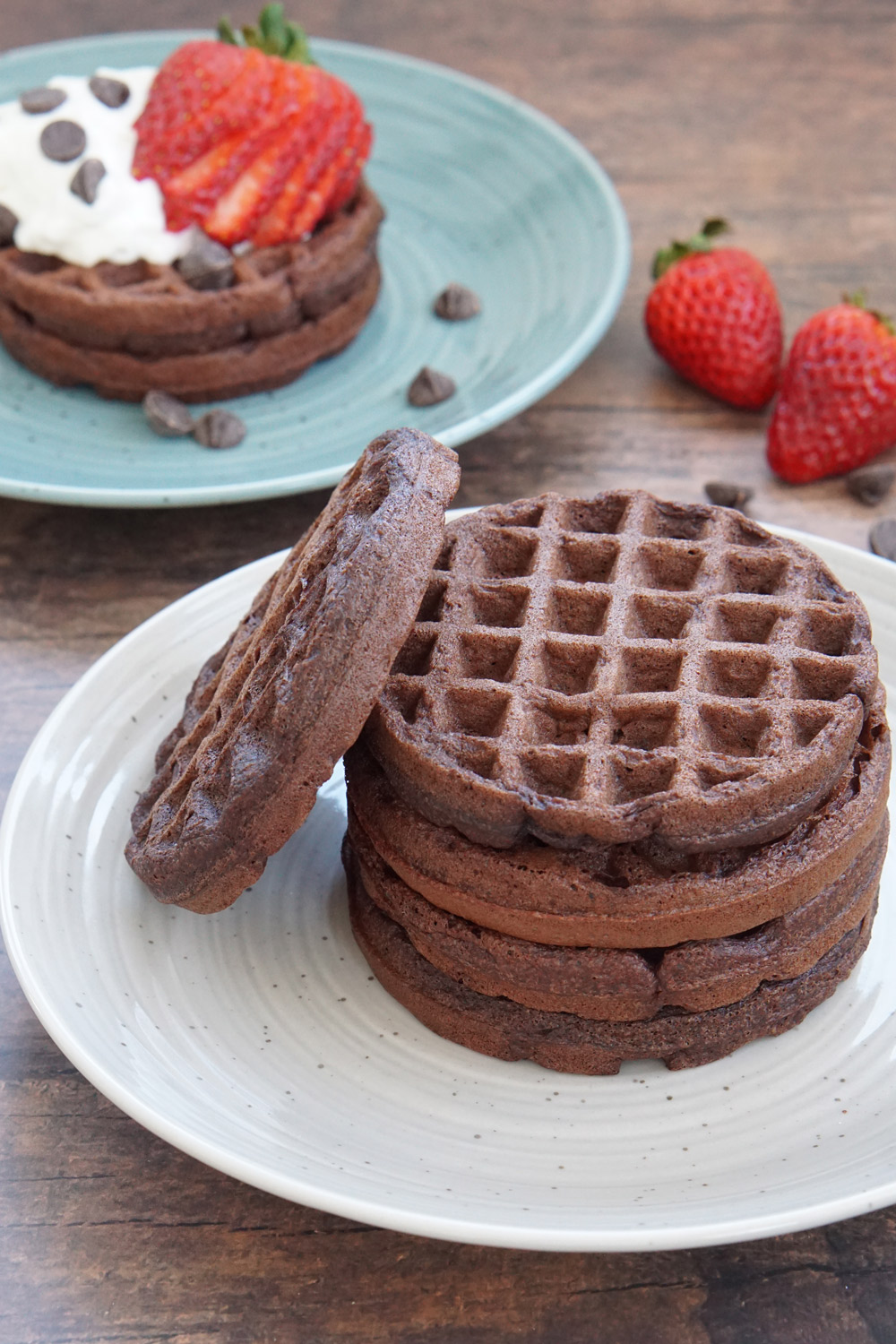 A stack of chocolate chaffles