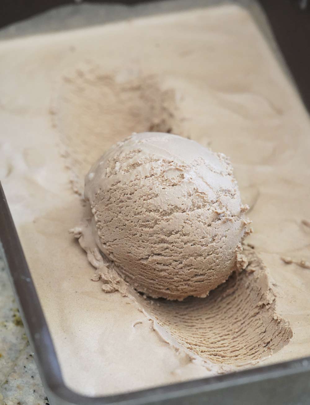 A scoop of keto coffee ice cream